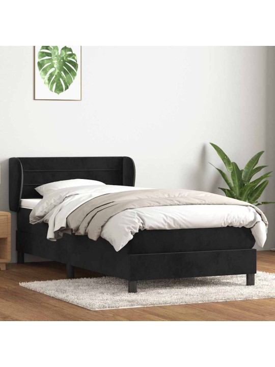 Box spring postel s matrací černý 80x220 cm samet