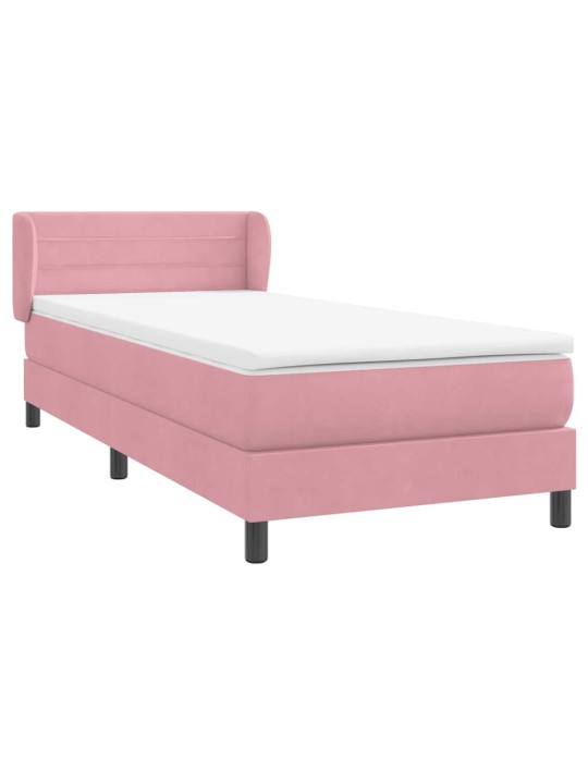 Box spring postel s matrací růžová 80x220 cm samet