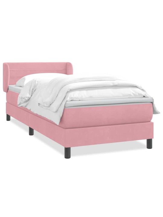 Box spring postel s matrací černá 100x220 cm růžový