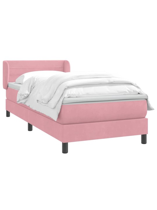 Box spring postel s matrací černá 100x220 cm růžový