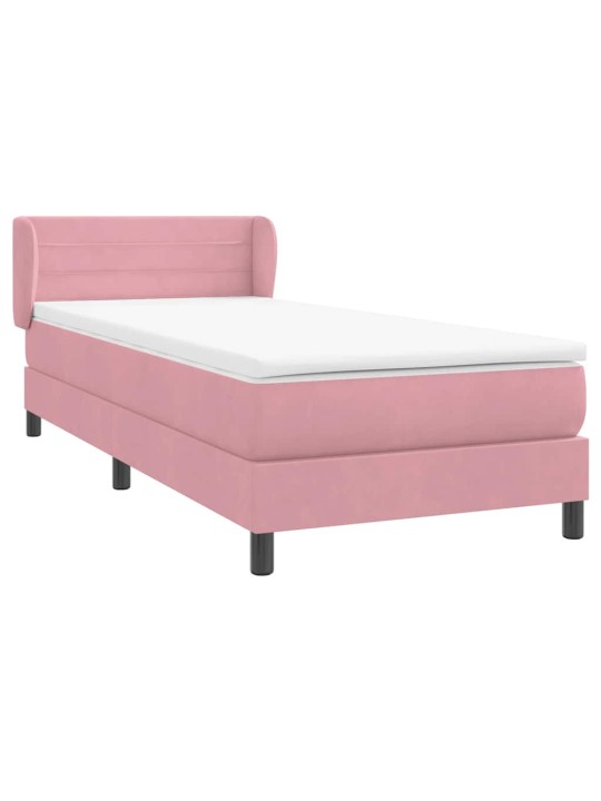 Box spring postel s matrací černá 100x220 cm růžový