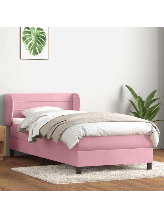 Box spring postel s matrací černá 100x220 cm růžový