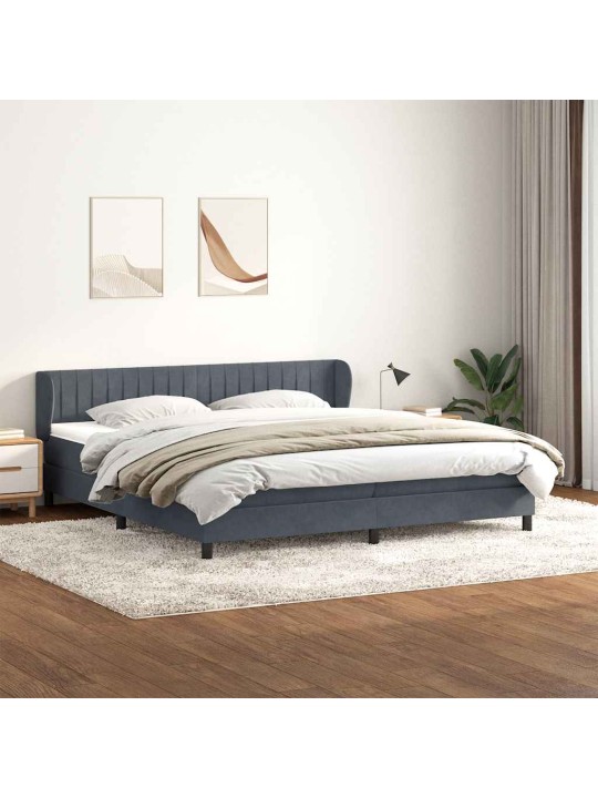 Box spring postel s matracemi tmavě šedá 200x210 cm samet