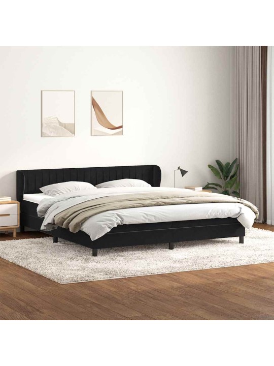 Box spring postel s matracemi černá 200x210 cm samet