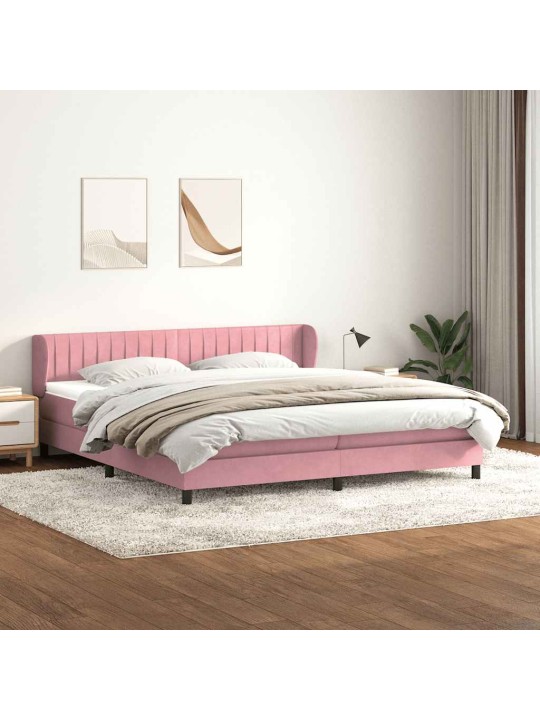 Box spring postel s matracemi růžová 200x210 cm samet