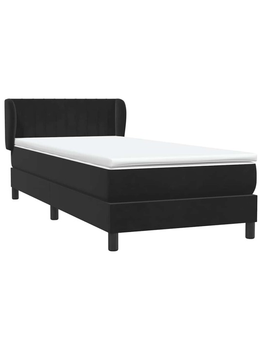 Box spring postel s matrací černý 80x220 cm samet