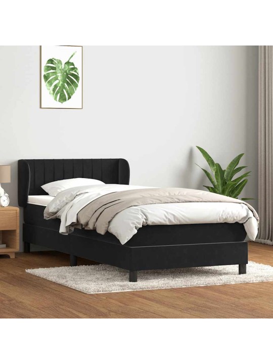 Box spring postel s matrací černý 80x220 cm samet