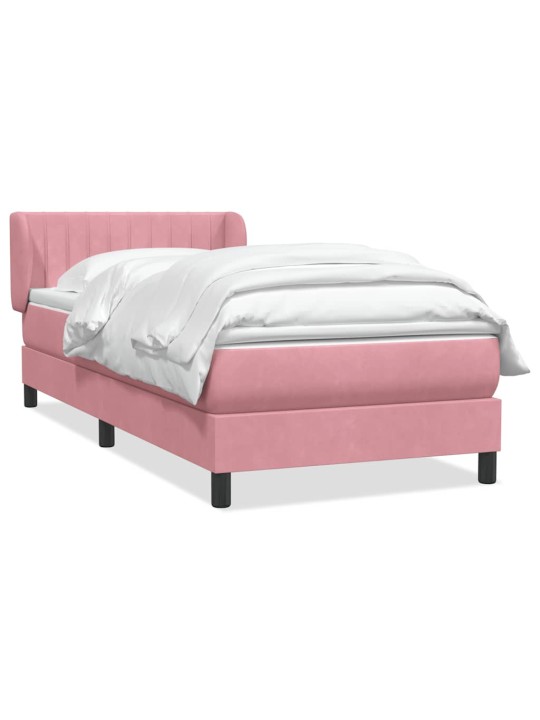 Box spring postel s matrací černá 100x220 cm růžový