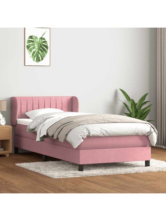Box spring postel s matrací černá 100x220 cm růžový