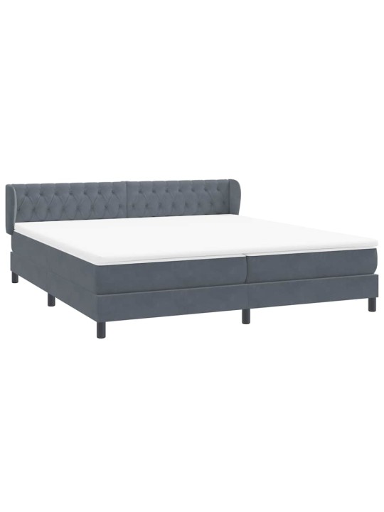 Box spring postel s matracemi tmavě šedá 200x210 cm samet