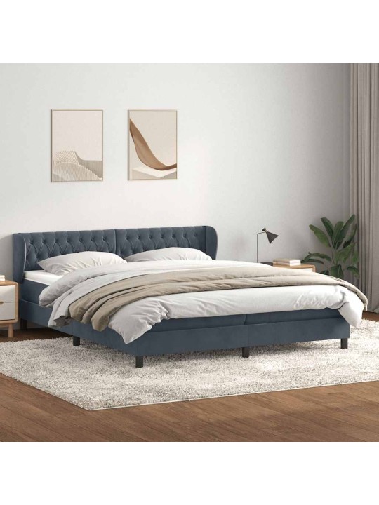 Box spring postel s matracemi tmavě šedá 200x210 cm samet