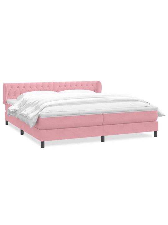Box spring postel s matracemi růžová 200x210 cm samet