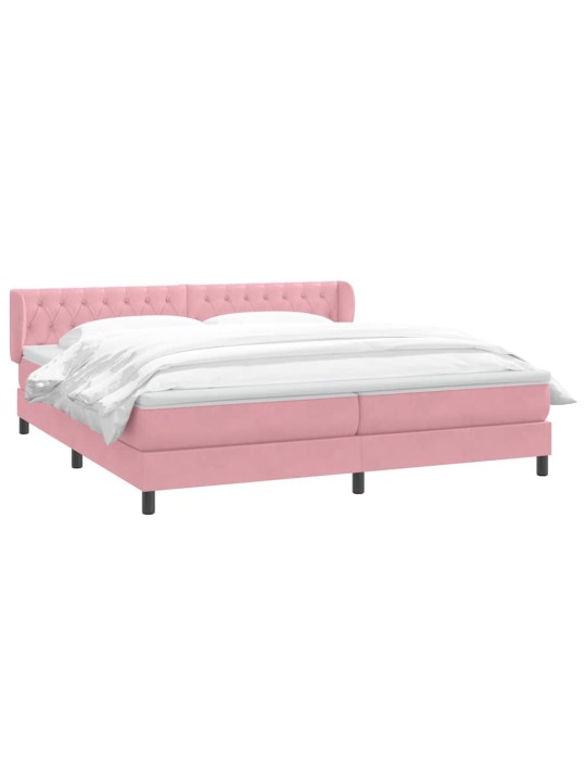 Box spring postel s matracemi růžová 200x210 cm samet