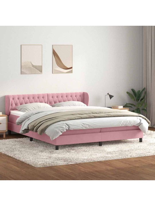 Box spring postel s matracemi růžová 200x210 cm samet