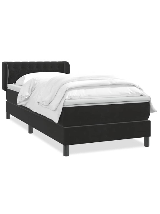 Box spring postel s matrací černý 80x220 cm samet