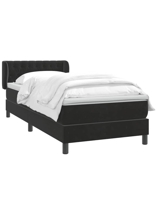 Box spring postel s matrací černý 80x220 cm samet