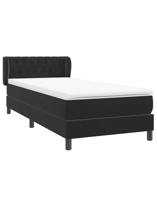 Box spring postel s matrací černý 80x220 cm samet