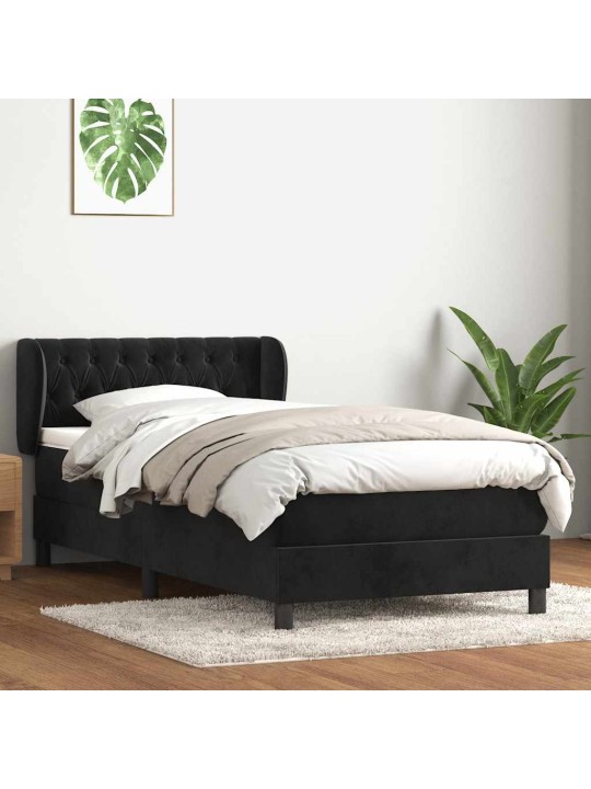 Box spring postel s matrací černý 80x220 cm samet