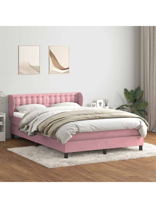 Box spring postel s matrací růžová 140x210 cm samet