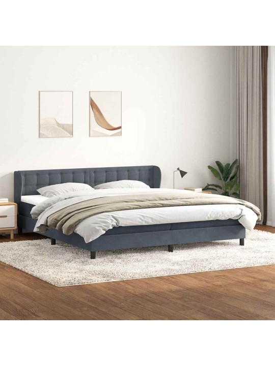 Box spring postel s matracemi tmavě šedá 200x210 cm samet