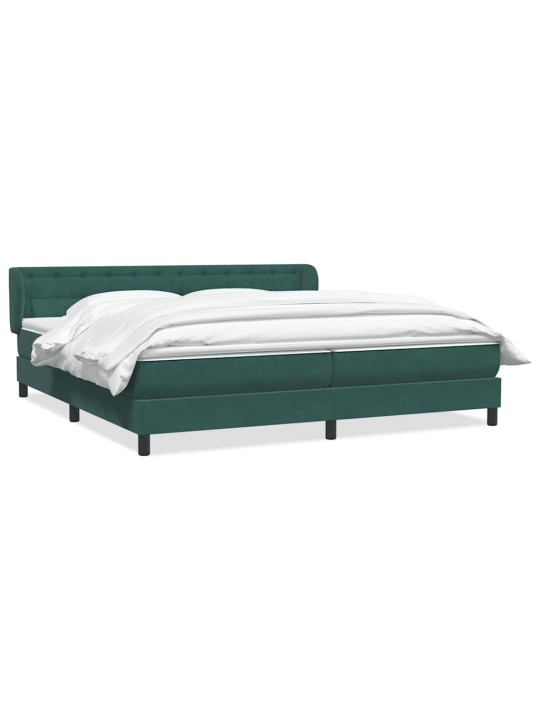 Box spring postel s matracemi tmavě zelená 200x210 cm samet