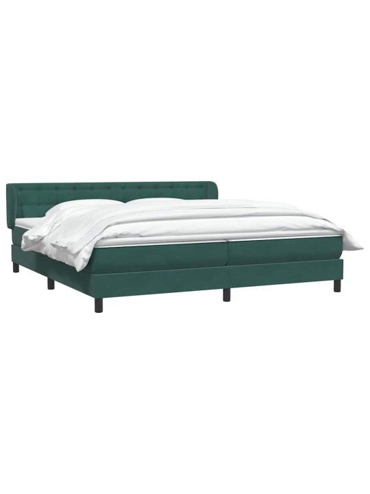 Box spring postel s matracemi tmavě zelená 200x210 cm samet
