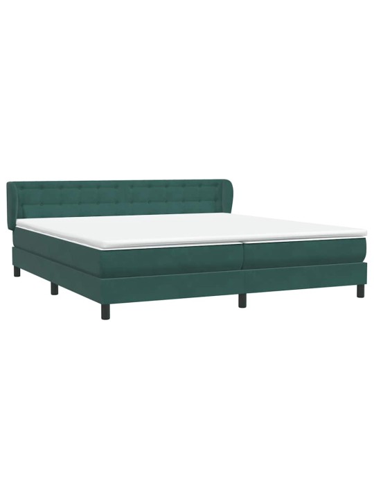 Box spring postel s matracemi tmavě zelená 200x210 cm samet