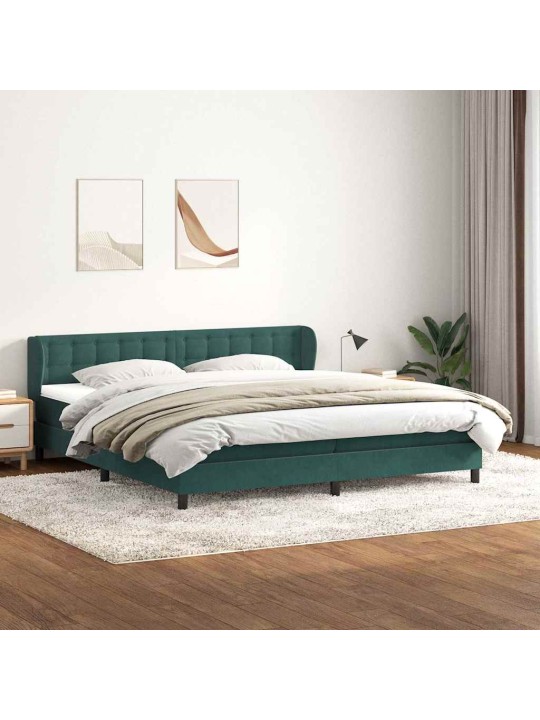 Box spring postel s matracemi tmavě zelená 200x210 cm samet