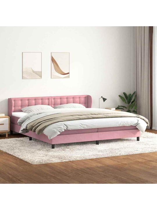 Box spring postel s matracemi růžová 200x210 cm samet