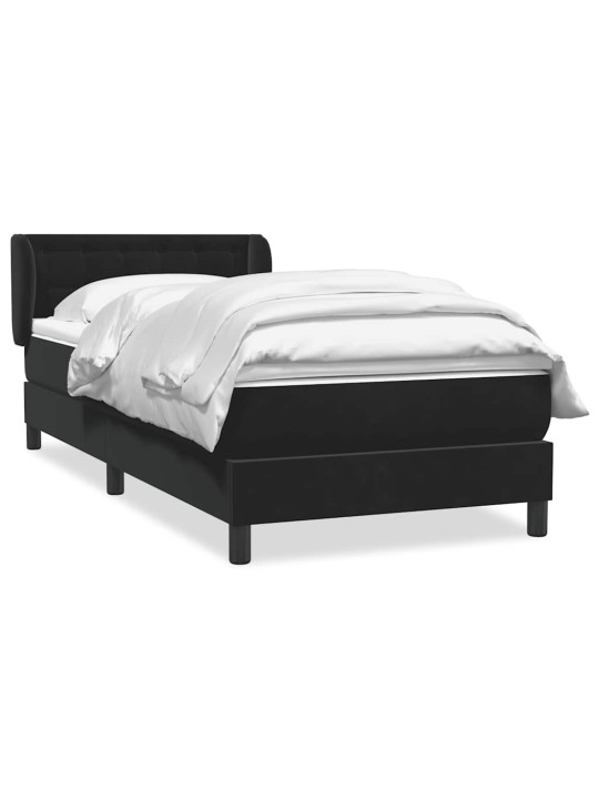 Box spring postel s matrací černý 80x220 cm samet
