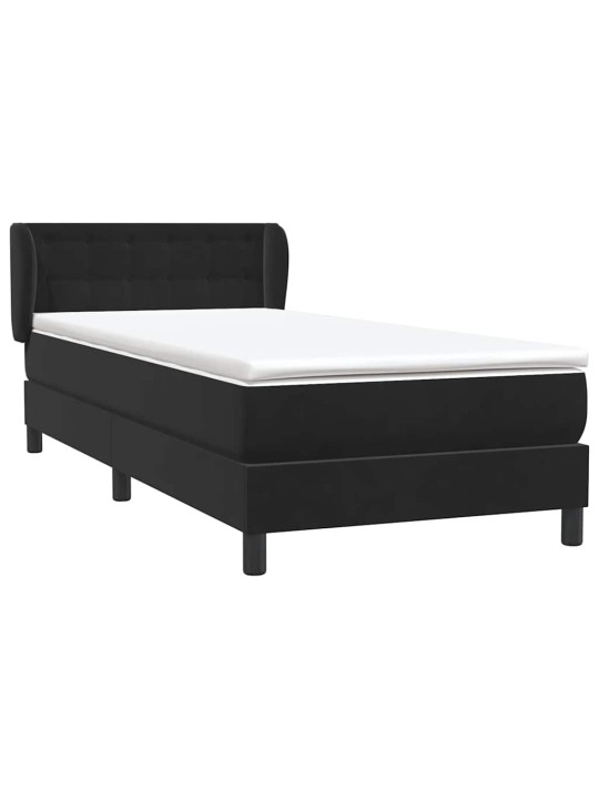 Box spring postel s matrací černý 80x220 cm samet
