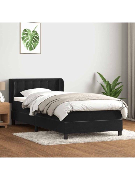 Box spring postel s matrací černý 80x220 cm samet