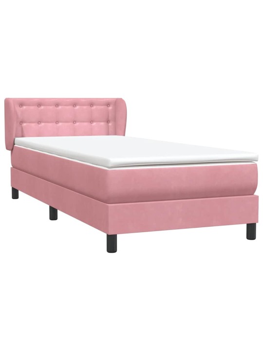 Box spring postel s matrací černá 100x220 cm růžový