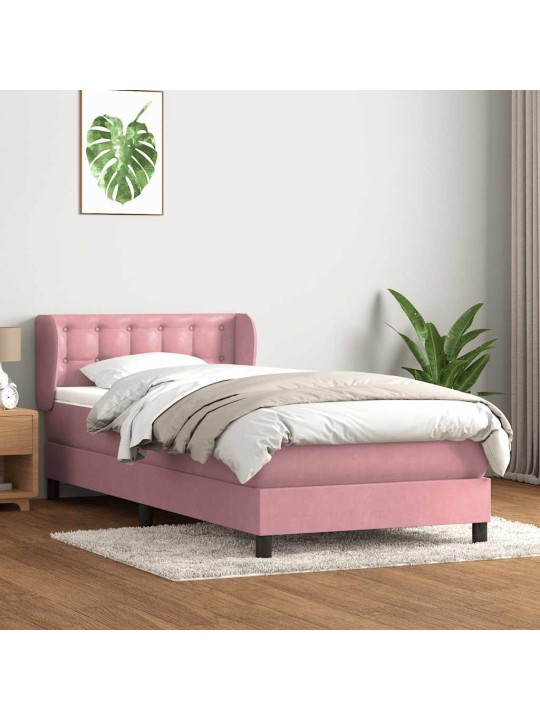 Box spring postel s matrací černá 100x220 cm růžový