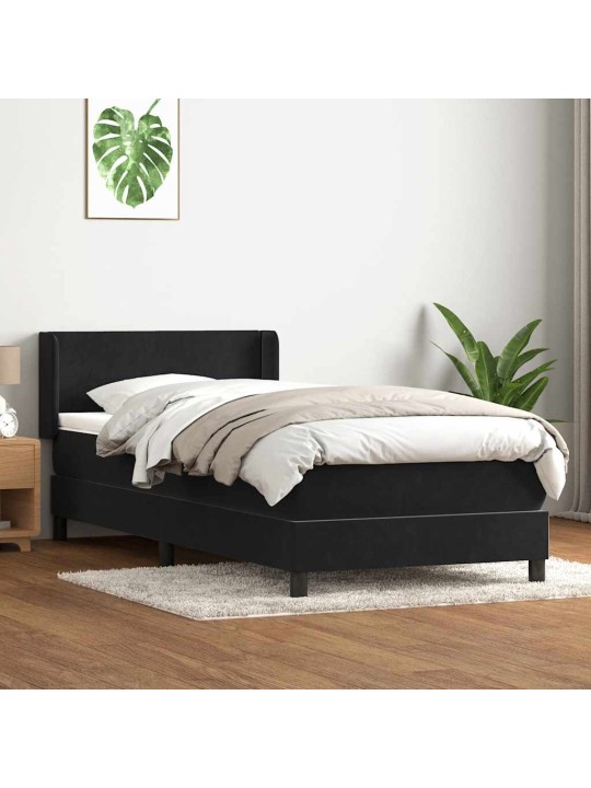 Box spring postel s matrací černý 80x220 cm samet