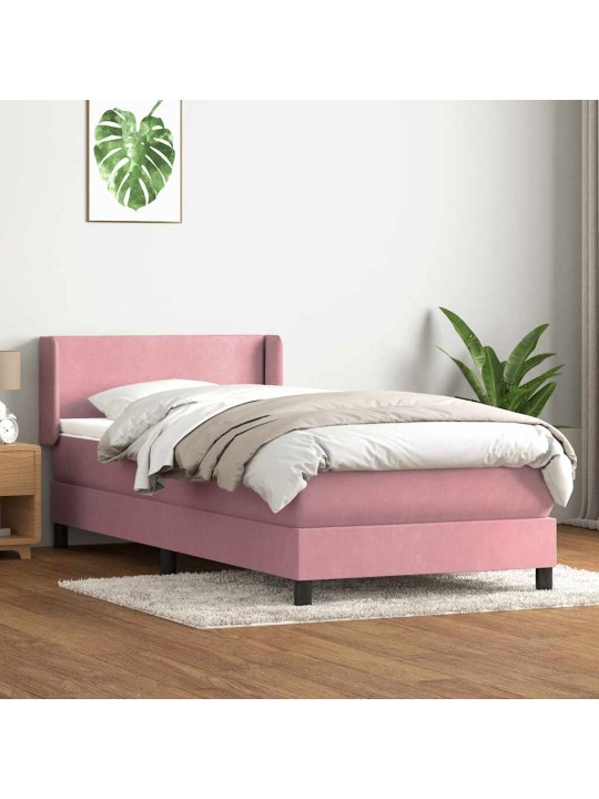 Box spring postel s matrací černá 100x220 cm růžový