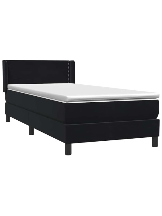 Box spring postel s matrací černý 80x220 cm samet