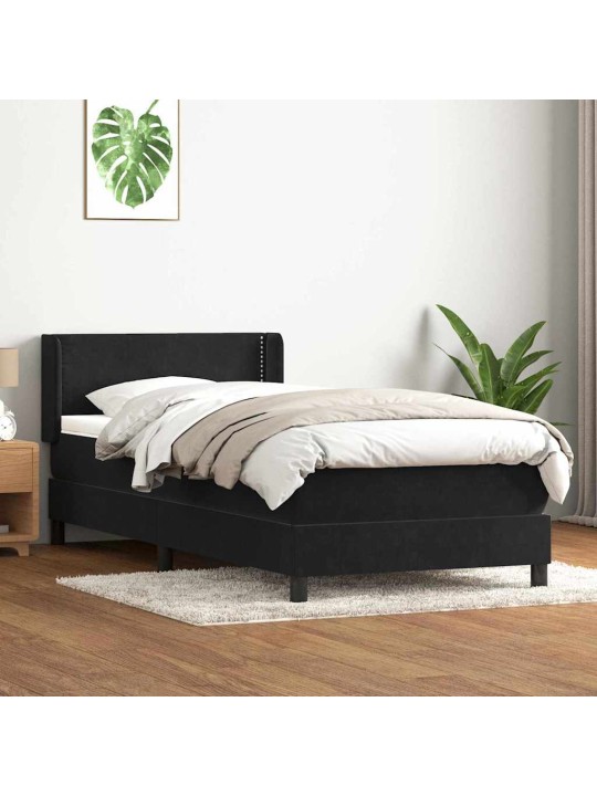 Box spring postel s matrací černý 80x220 cm samet