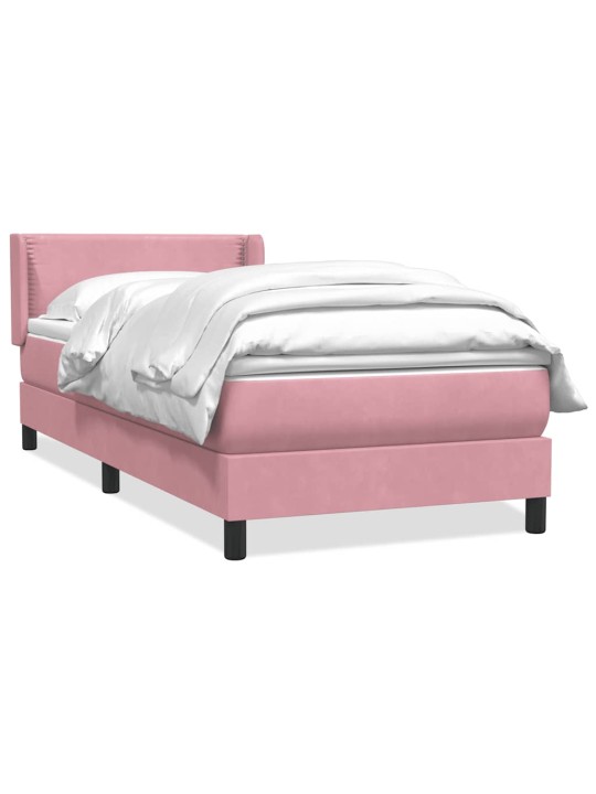 Box spring postel s matrací černá 100x220 cm růžový