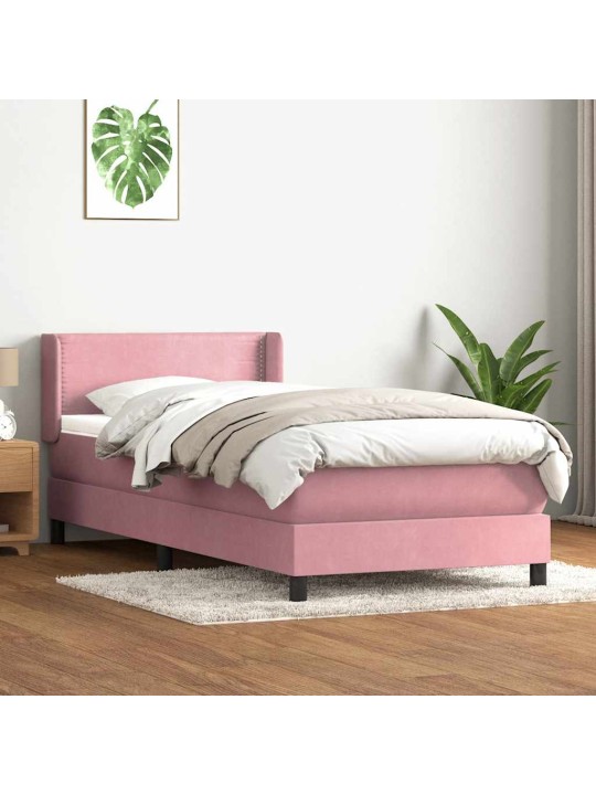 Box spring postel s matrací černá 100x220 cm růžový