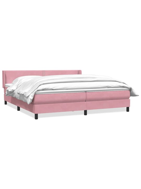 Box spring postel s matrací černá 180x220 cm růžový