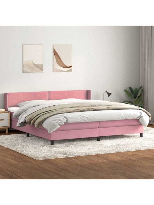 Box spring postel s matrací černá 180x220 cm růžový