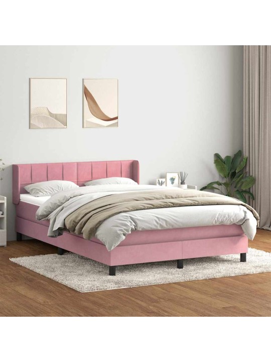 Box spring postel s matrací růžová 140x210 cm samet