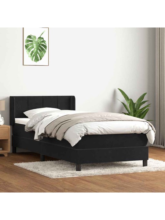 Box spring postel s matrací černý 80x220 cm samet