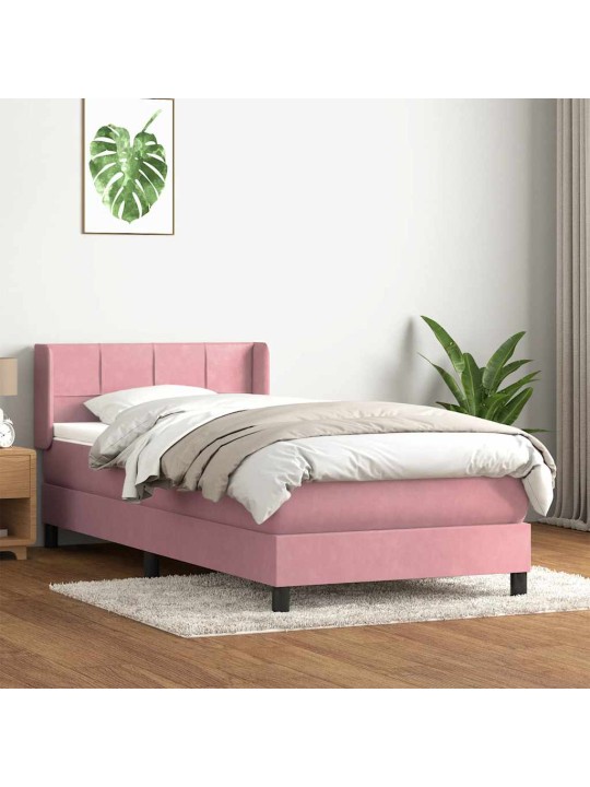 Box spring postel s matrací růžová 80x220 cm samet