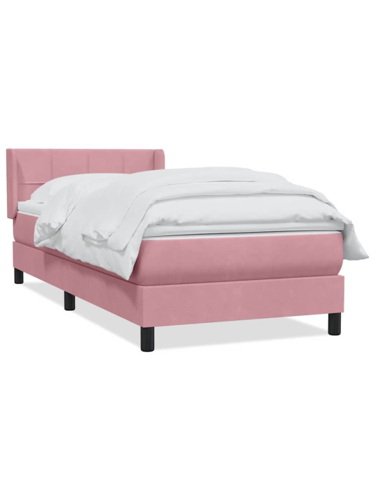 Box spring postel s matrací černá 100x220 cm růžový