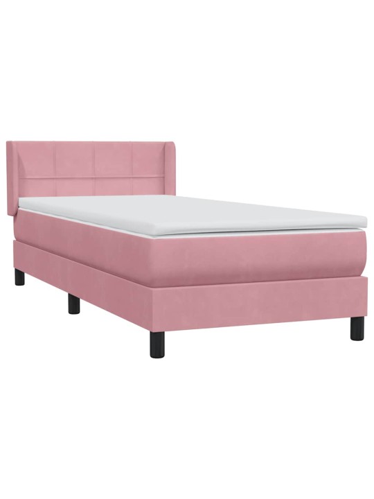 Box spring postel s matrací černá 100x220 cm růžový