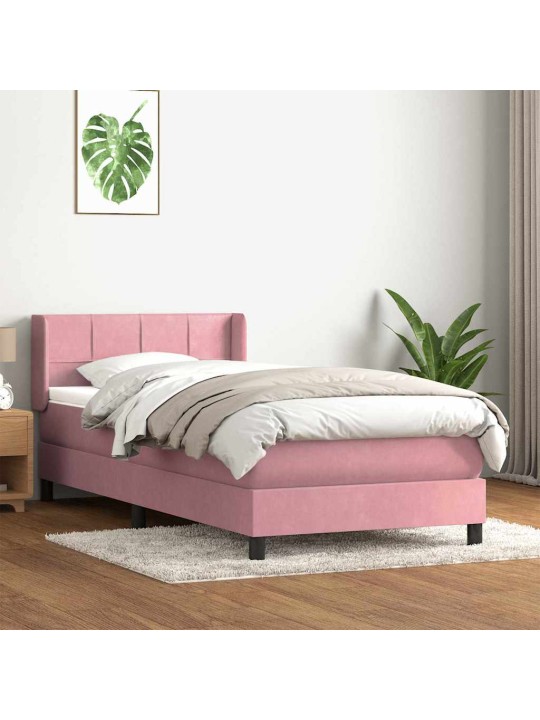 Box spring postel s matrací černá 100x220 cm růžový