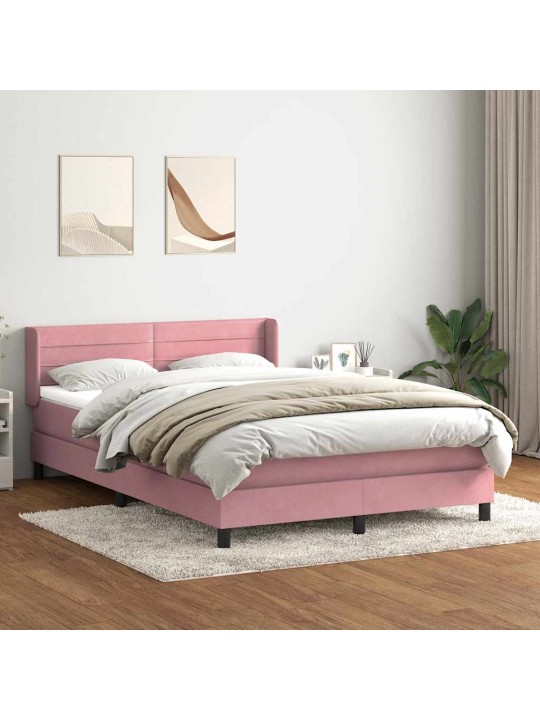 Box spring postel s matrací růžová 140x210 cm samet