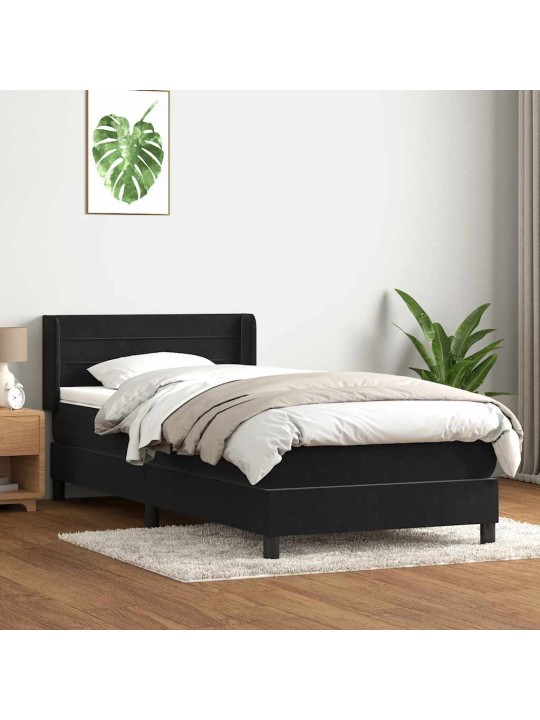 Box spring postel s matrací černý 80x220 cm samet